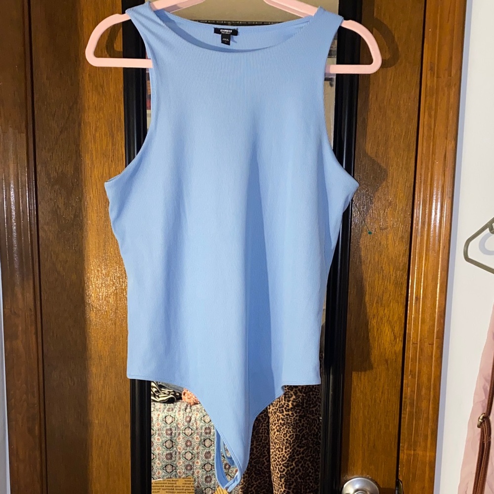 Express Light Blue Sleeveless Bodysuit